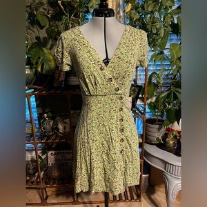 Blue Rain Green Floral Mini Dress